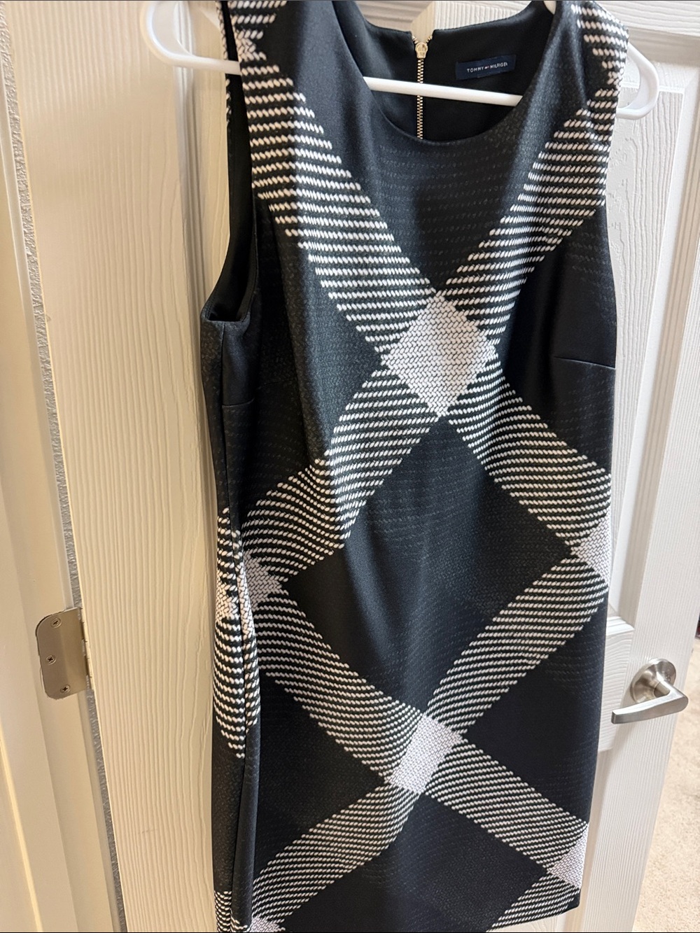 Tommy Hilfiger Black and White Plaid Mini Sheath Dress